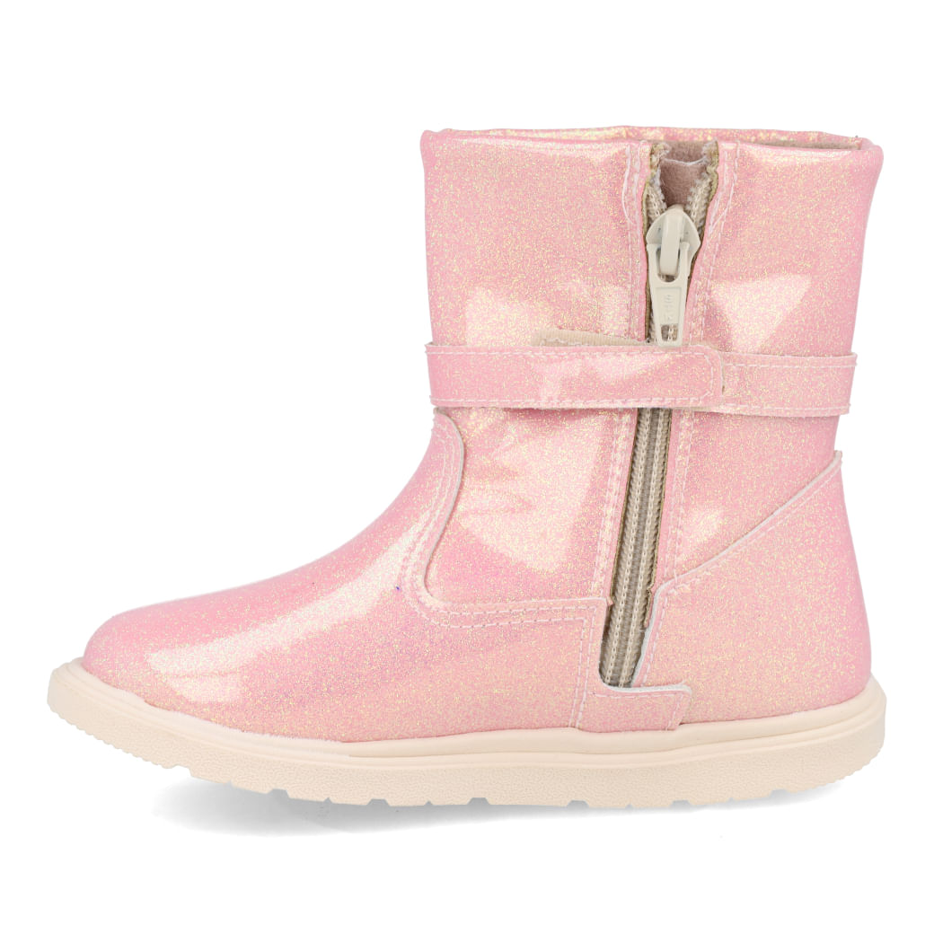 Bota infantil rosa M Shuz vista frontal para ajuste e conforto
